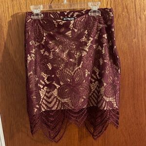 Express wine laced mini-midi skirt